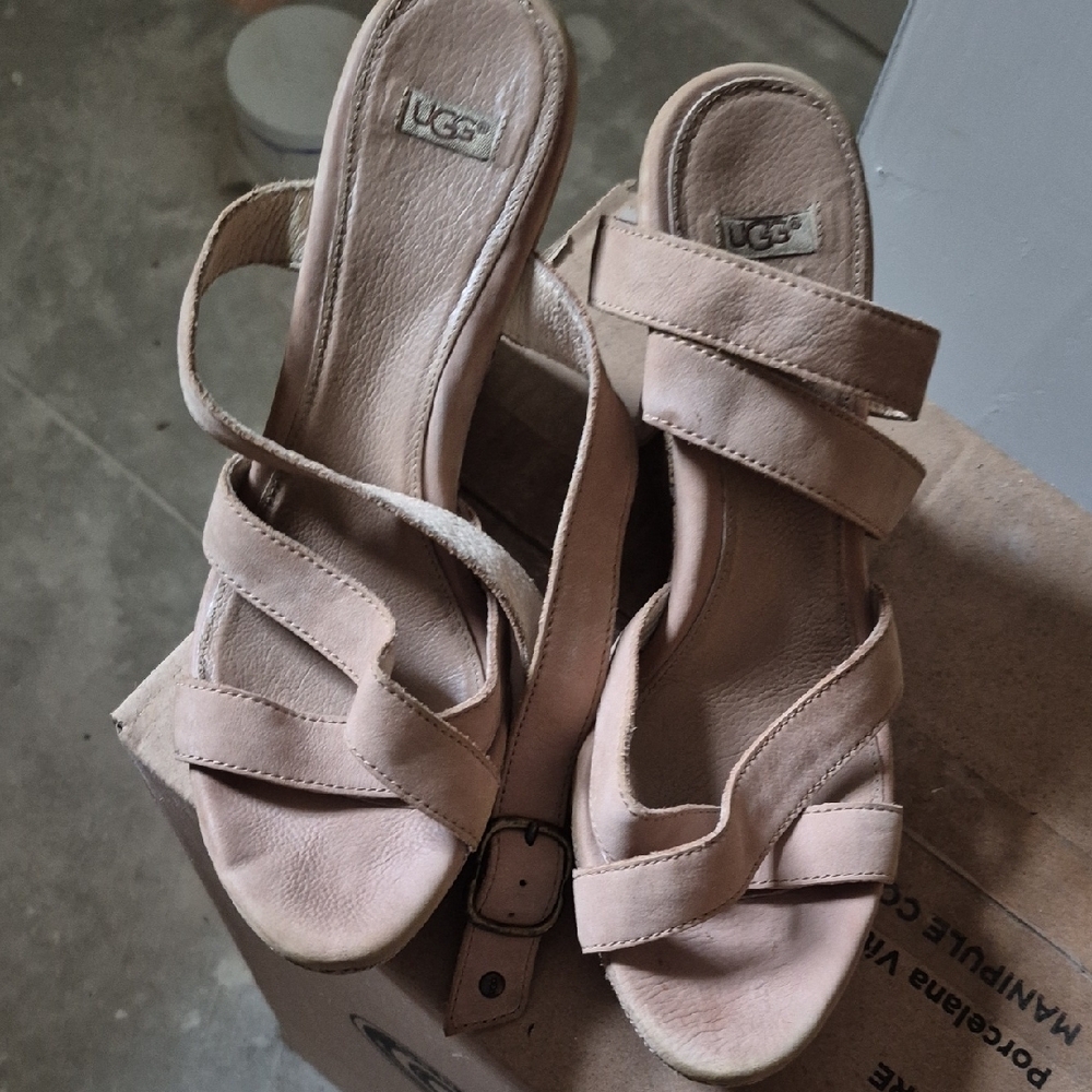 UGG Blush Wedge Sandals with Crisscross Suede Straps